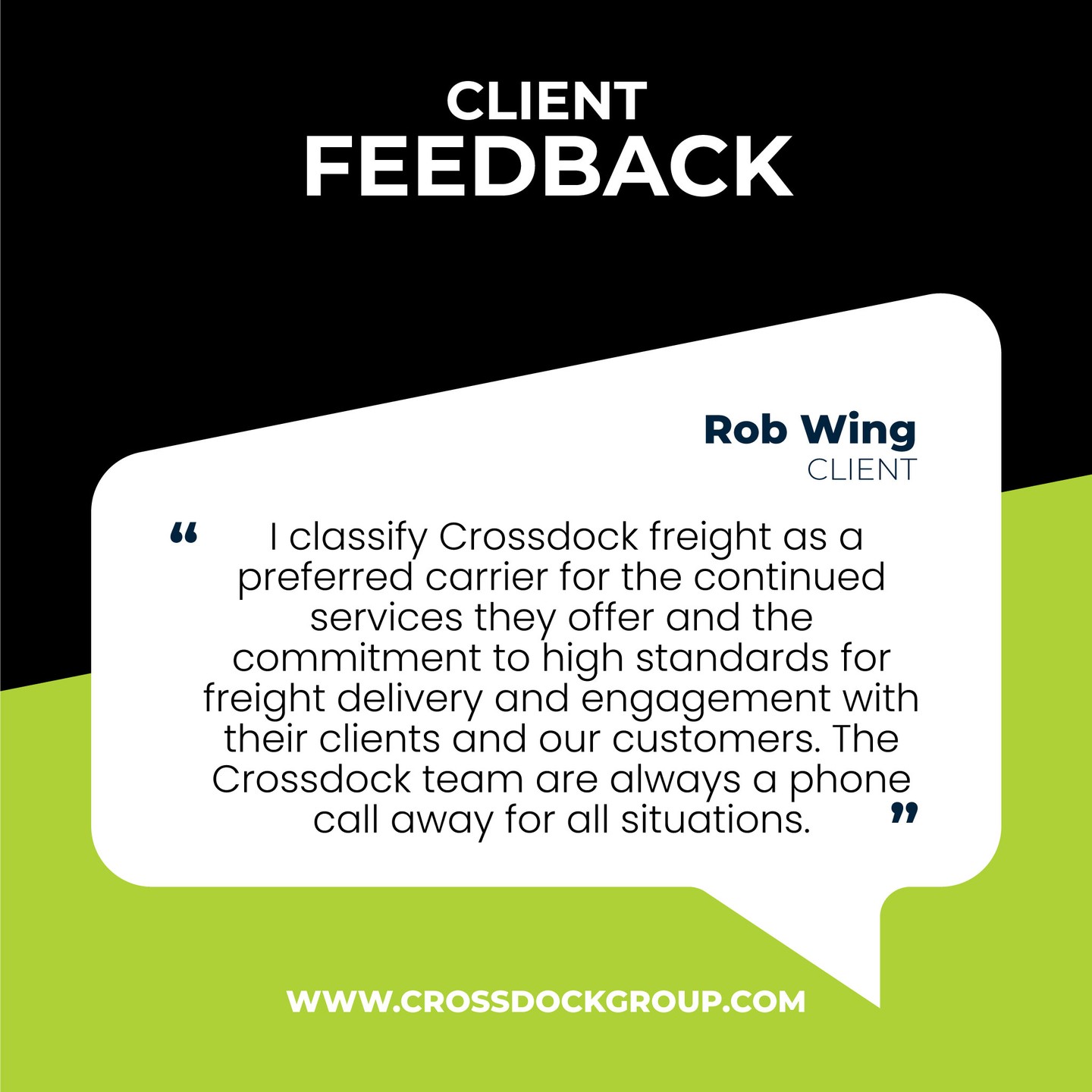 Make us your preferred carrier and experience the Crossdock difference.

Call the pros at 888-535-3999.

#HappyCustomer
#CustomerTestimonial
#LoveOurCustomers
#FeedbackFriday
#ClientLove
#TestimonialTuesday
#CustomerExperience
#SatisfiedCustomer
#FiveStarReview
#CustomerAppreciation